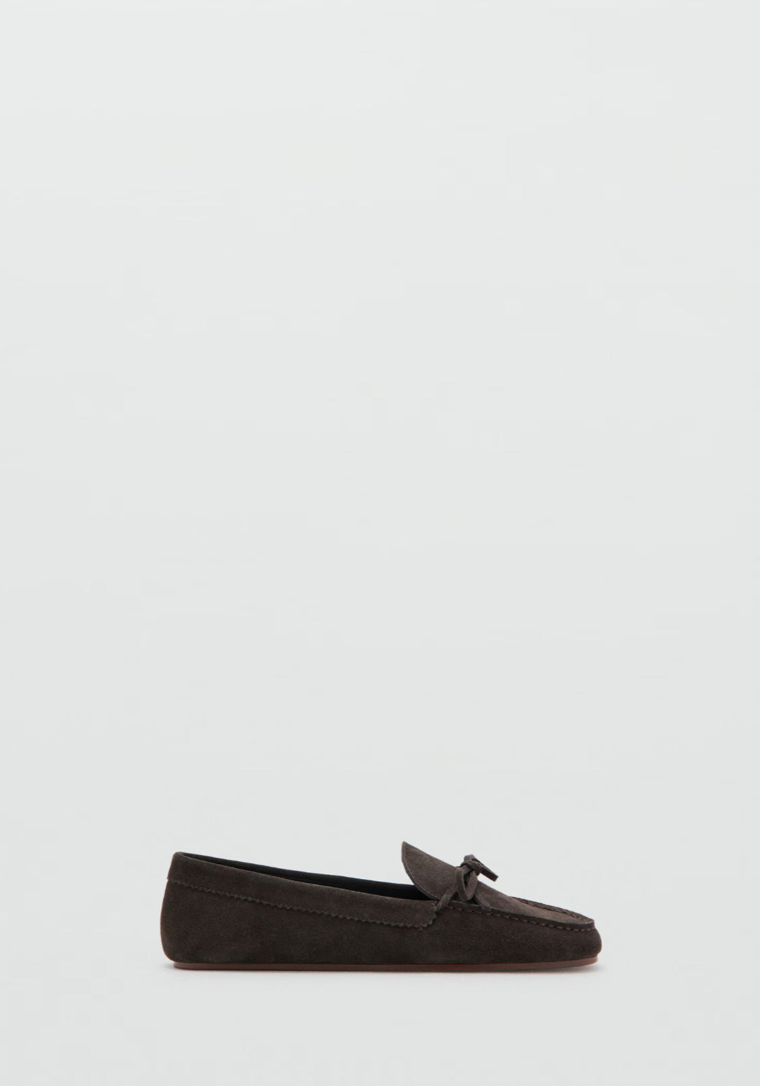 Suede Moccasin With Bow - Brown