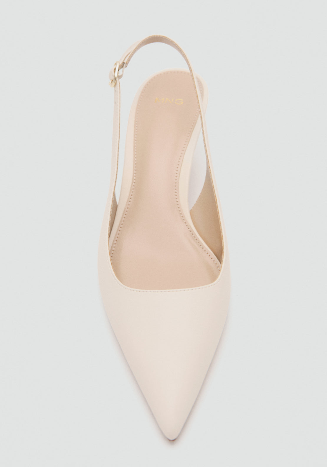 Kitten Heel Pointed Shoes - Cream