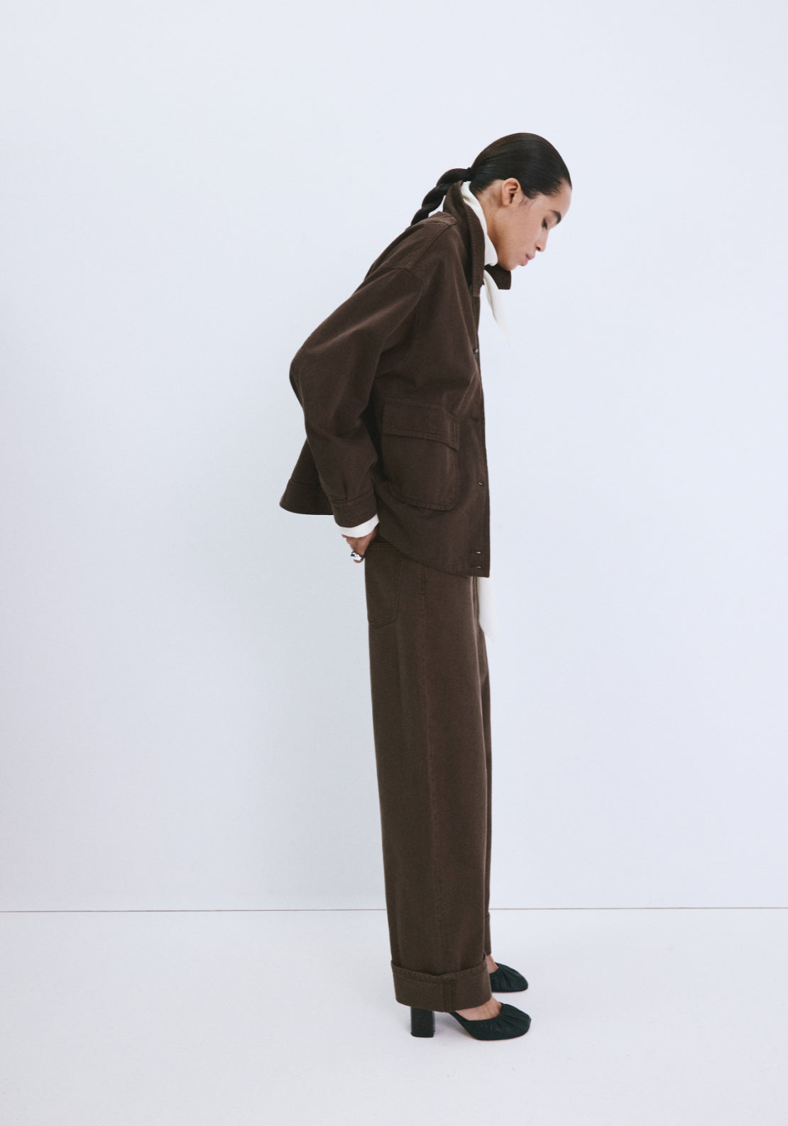 Balloon Jeans With Hems - Brown