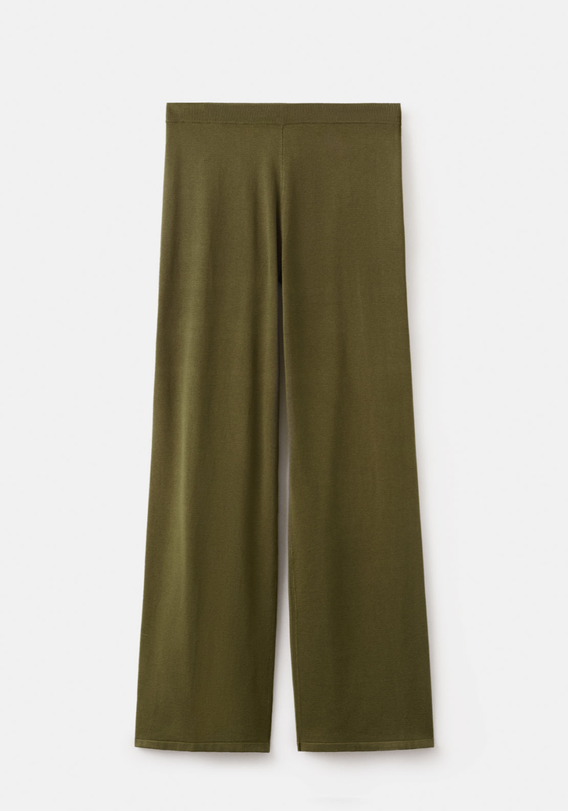 Fine Knit Straight Fit Trousers - Green