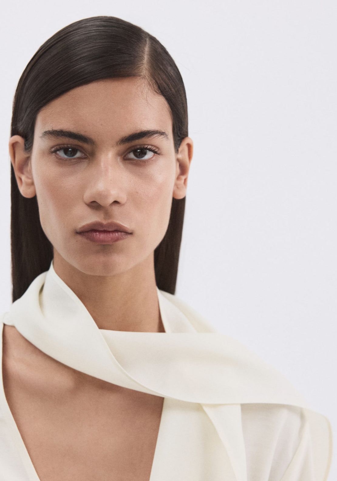 Scarf Collar Blouse - Cream