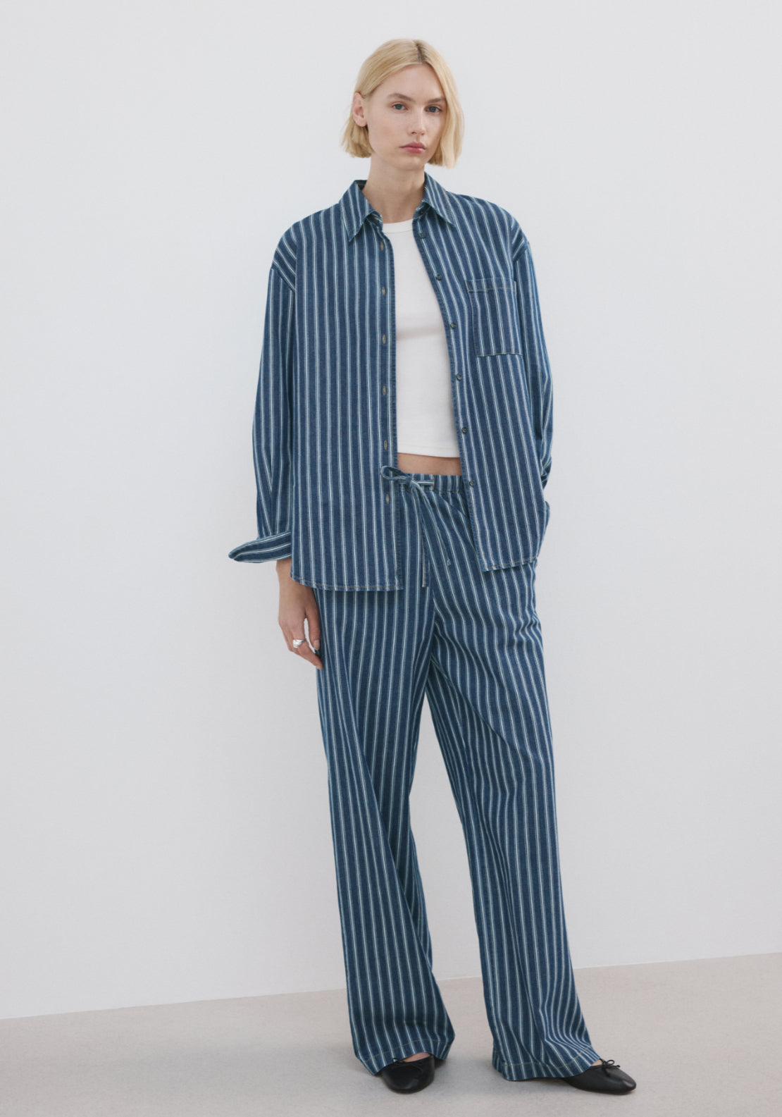Striped Denim Shirt - Blue