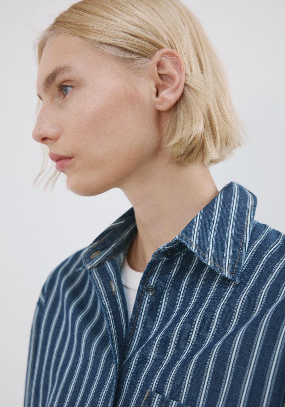 Striped Denim Shirt - Blue