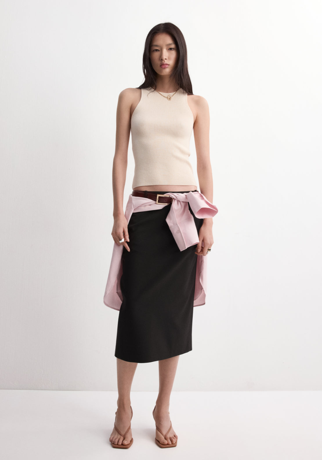Fitted Fine Knit Top - Cream