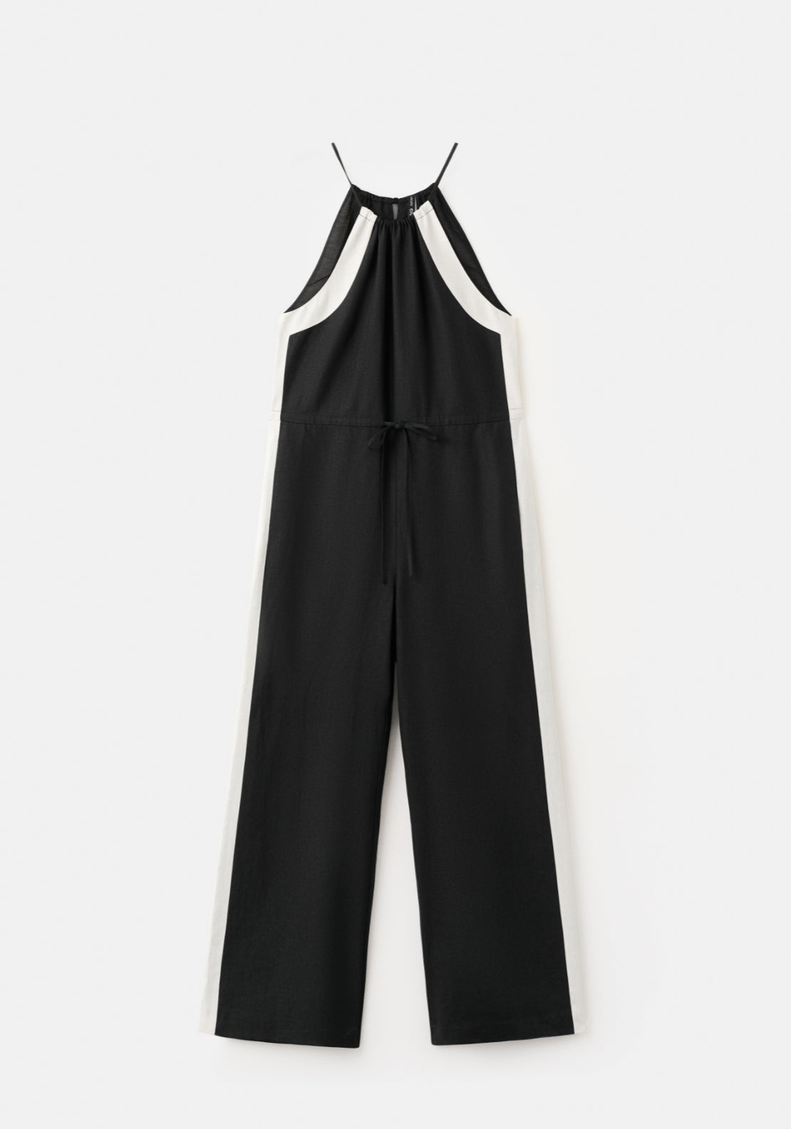 Linen Halter Jumpsuit - Black