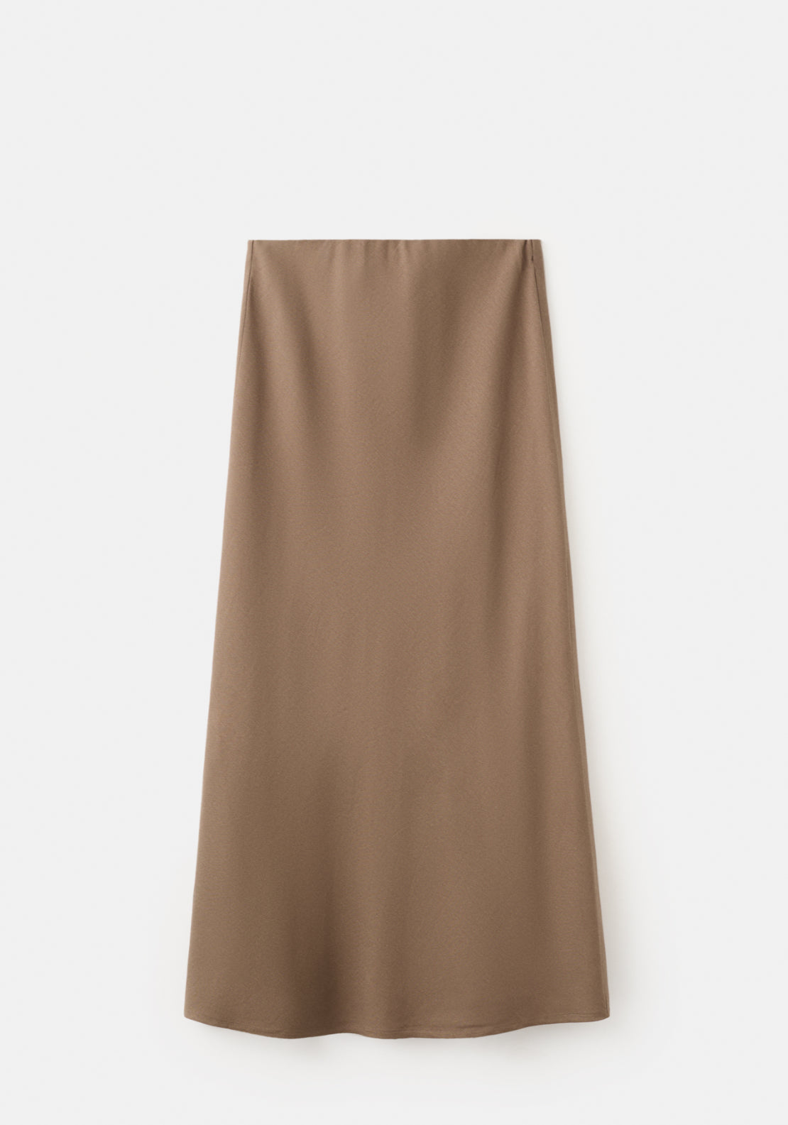 Linen Blend Straight Skirt - Brown