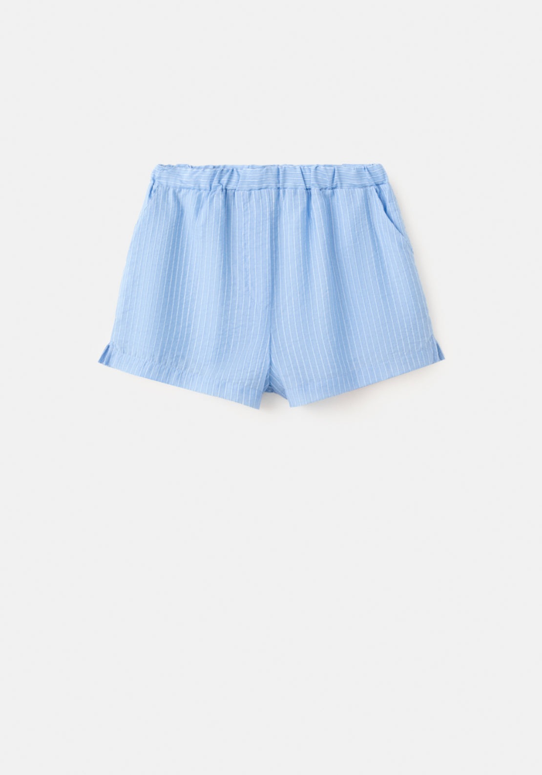 Striped Lyocell Shorts - Blue