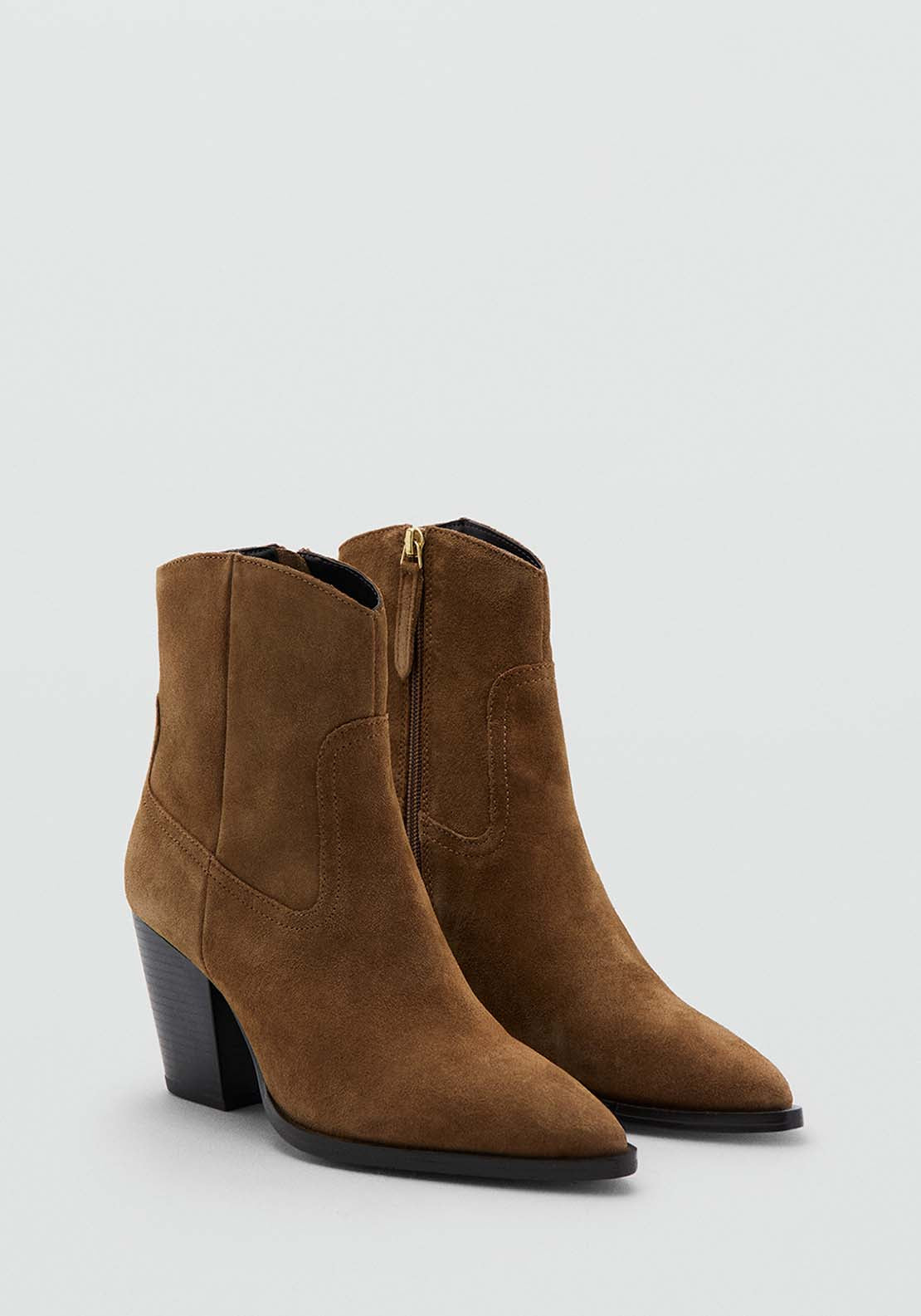 Suede Western Boots - Brown