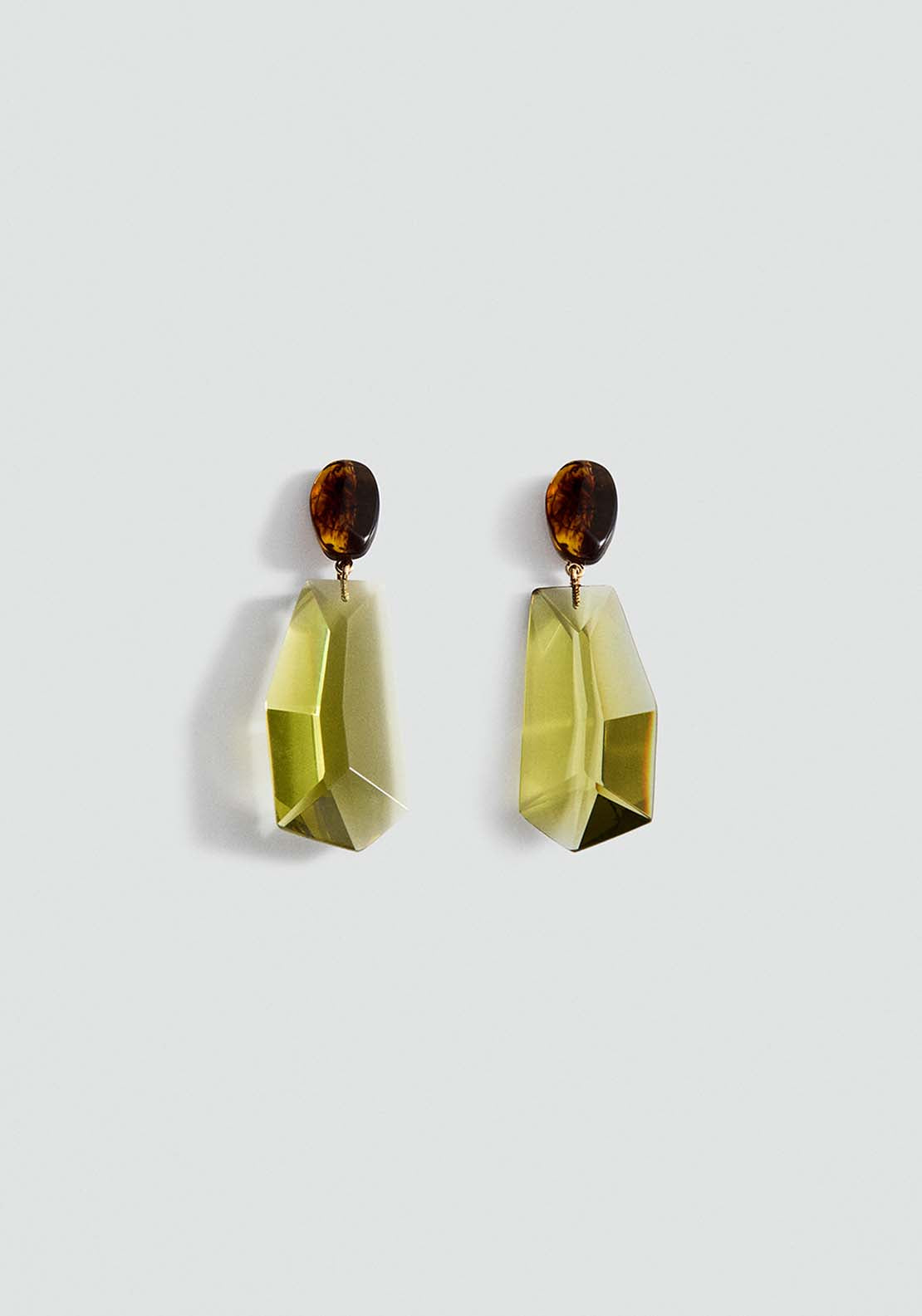 Mixed Resin Earrings - Green