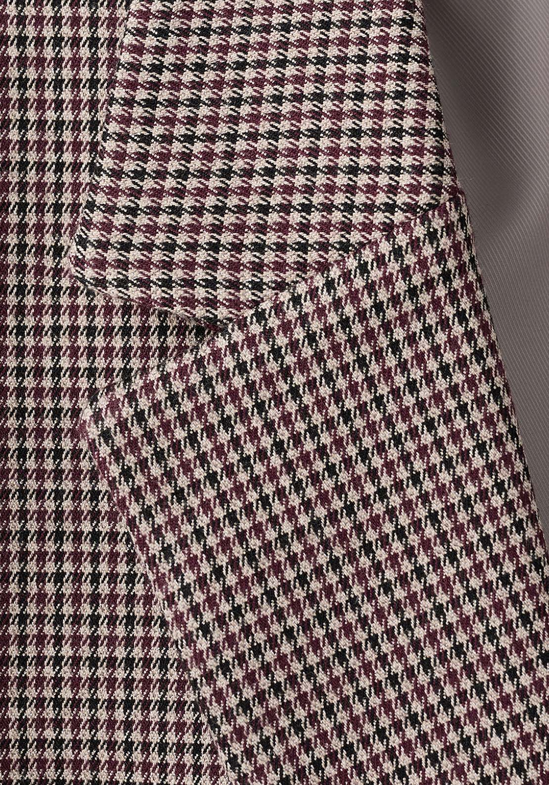 Micro Houndstooth Blazer - Burgundy