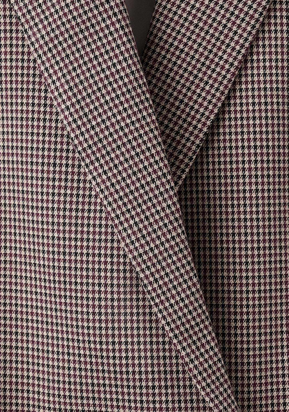 Micro Houndstooth Blazer - Burgundy