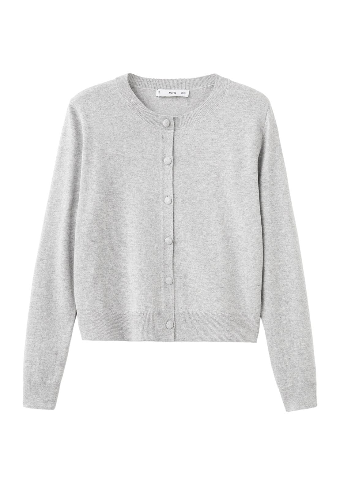Knitted Button Cardigan - Light Grey