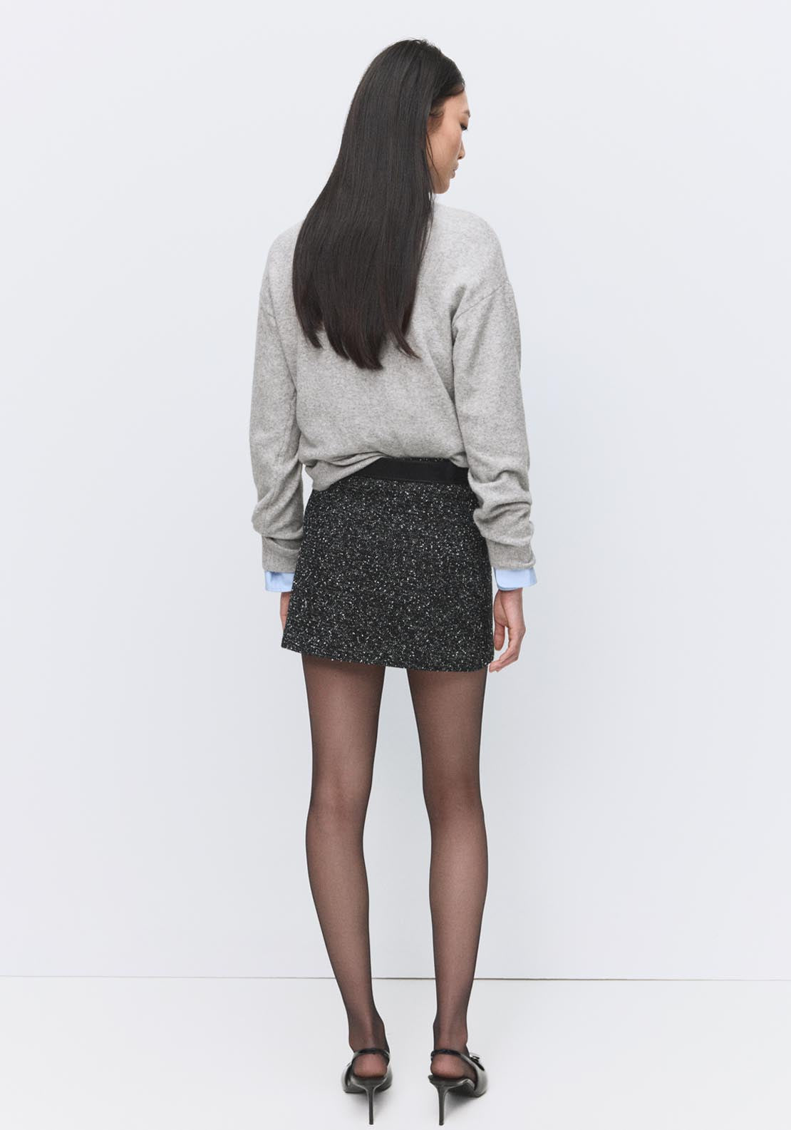 Flecked Knit Skirt - Black