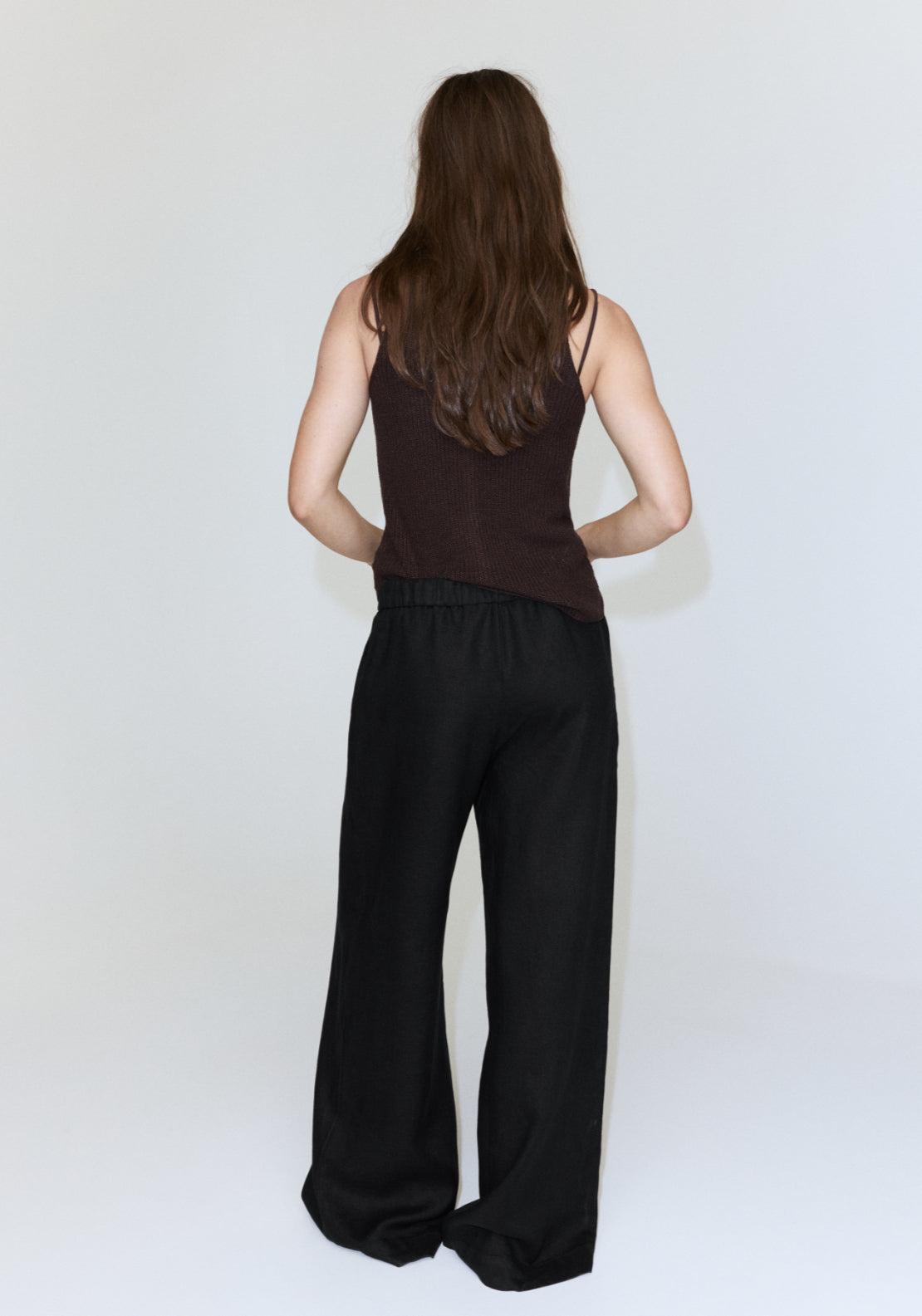 Linen Trousers With Buttons - Black
