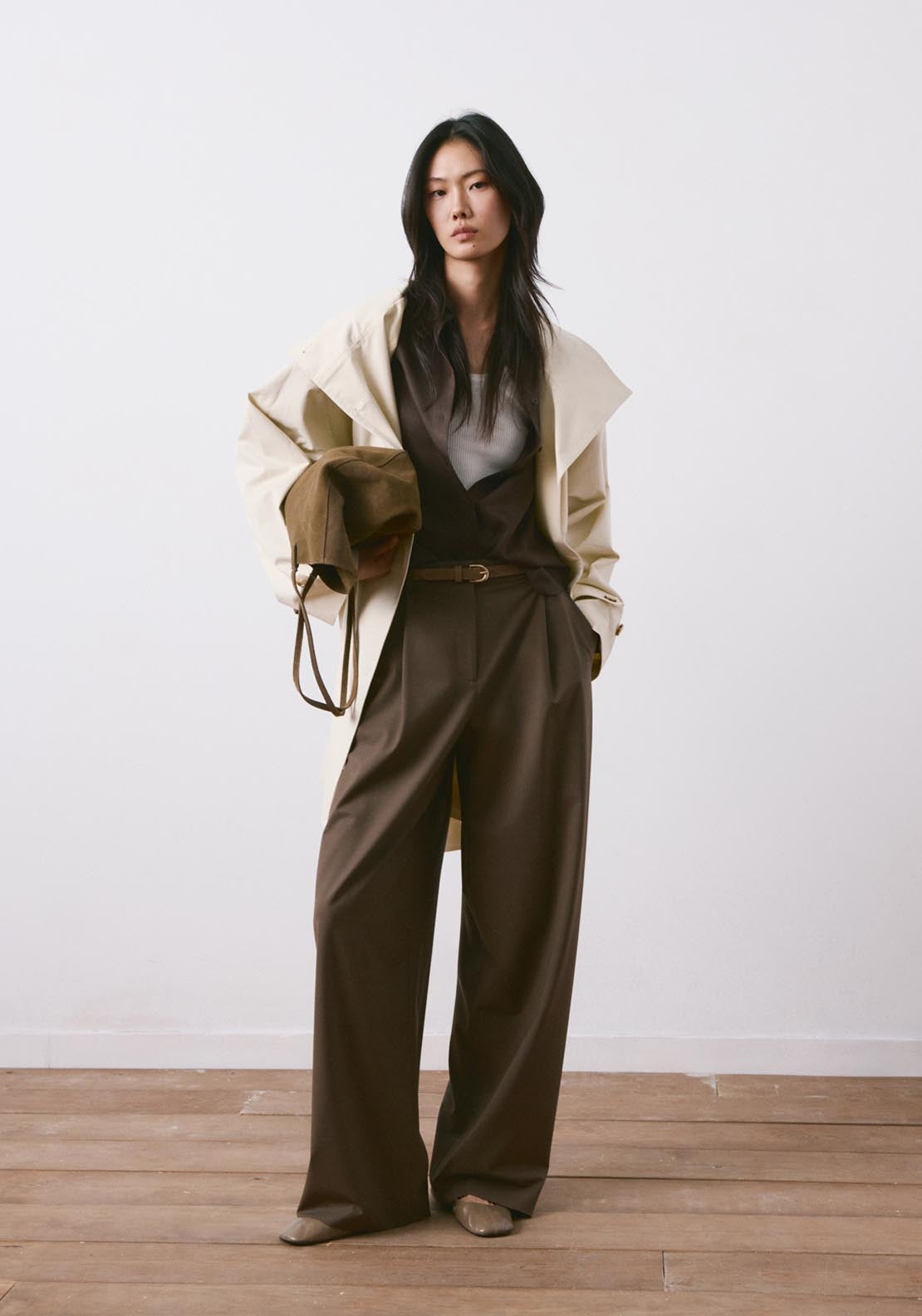 Straight Lyocell Shirt - Brown