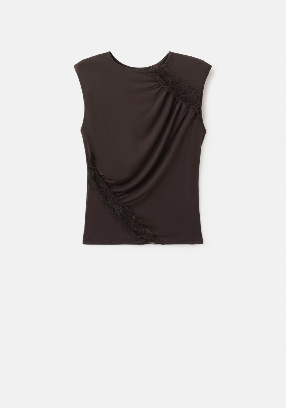 Ruched Fitted Top - Brown