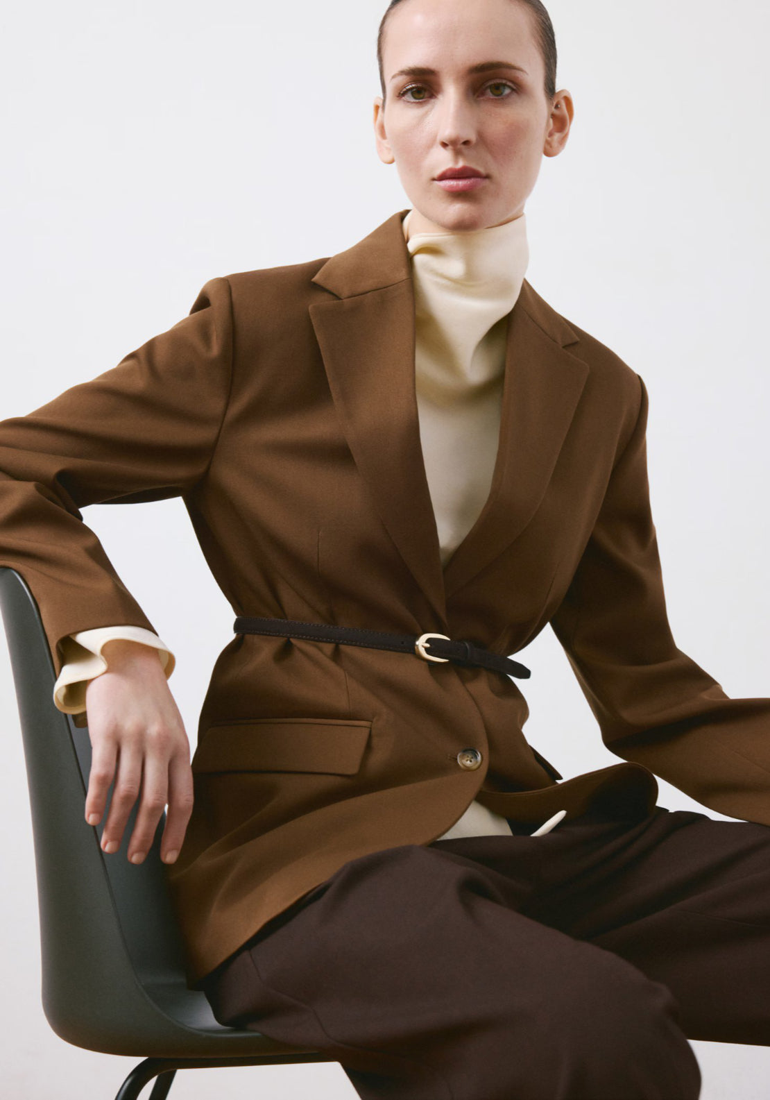 Straight Jacket With Flap Pockets - Brown