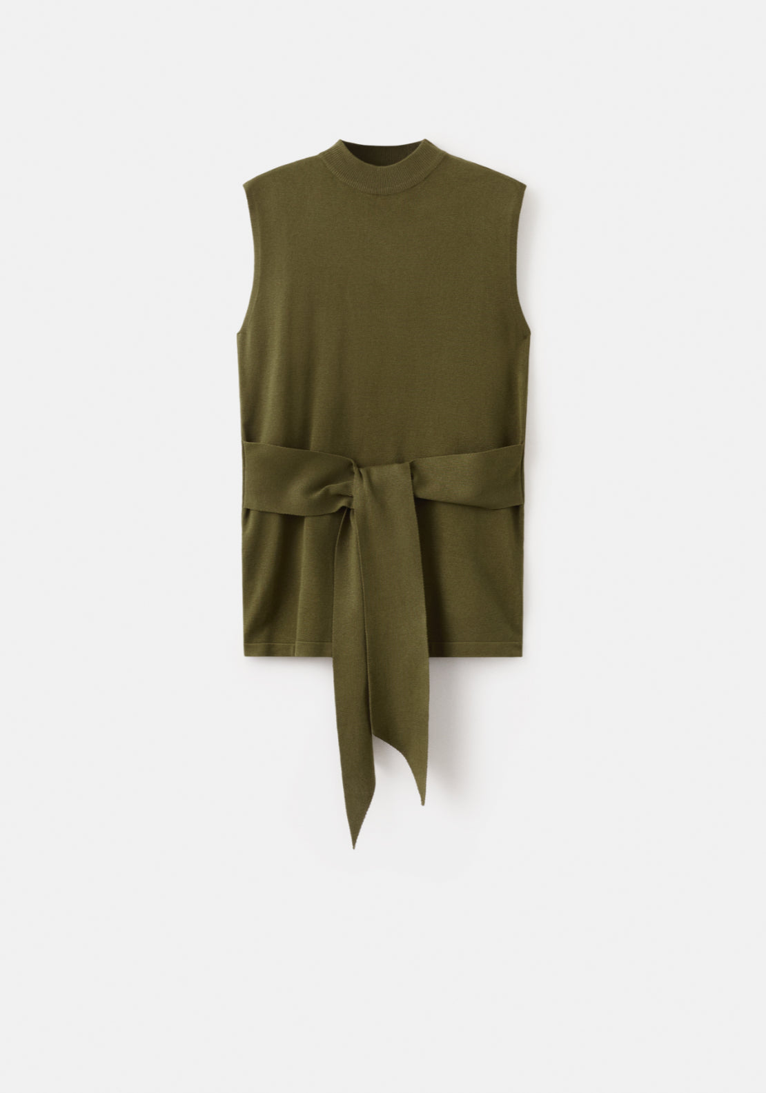 Knitted Belt Vest - Green