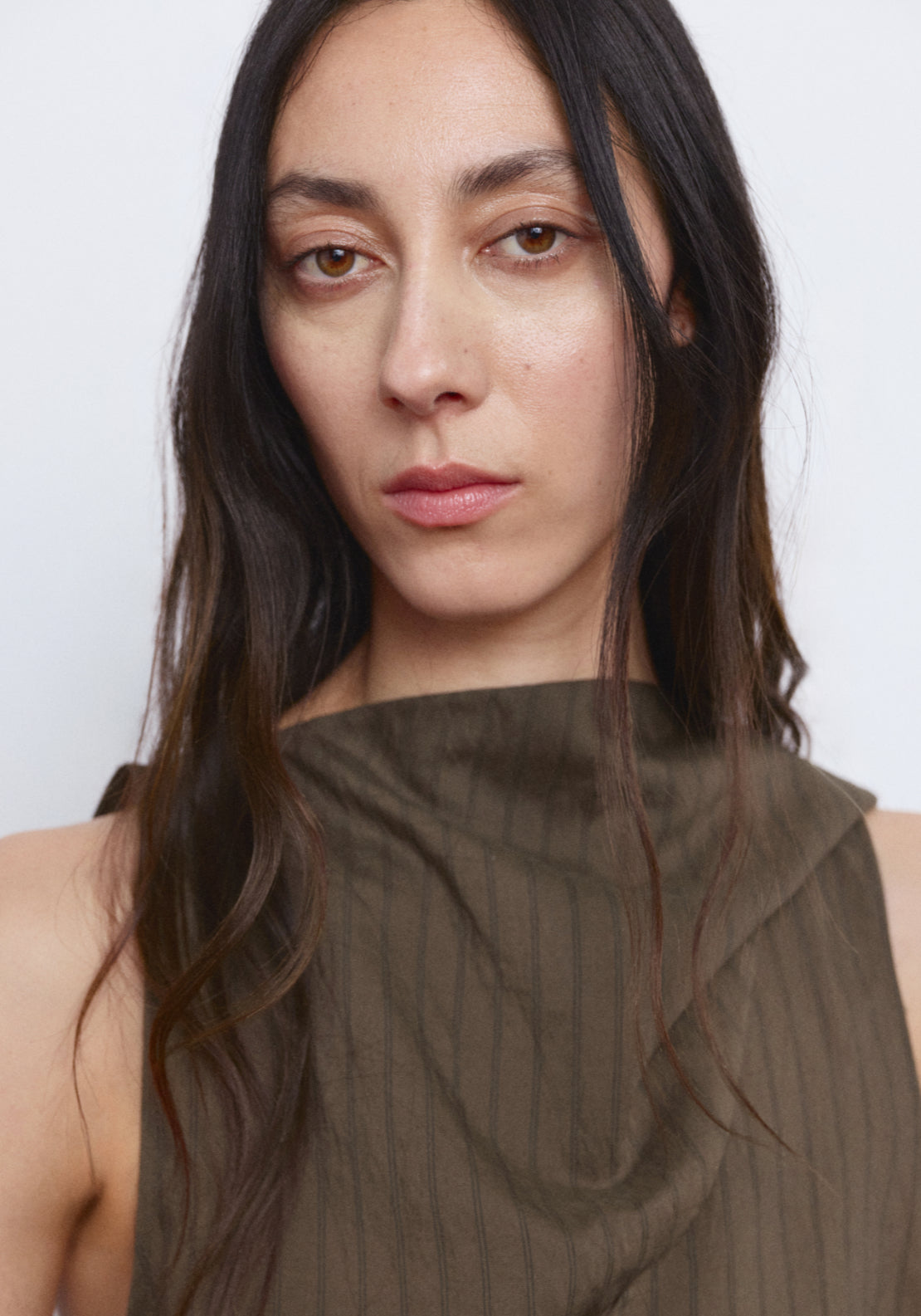 Striped Scarf Top - Brown