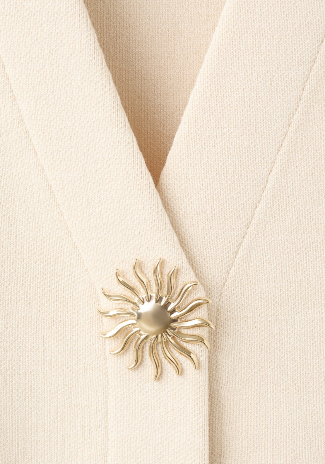 Knitted Cardigan With Jewel Button - Cream