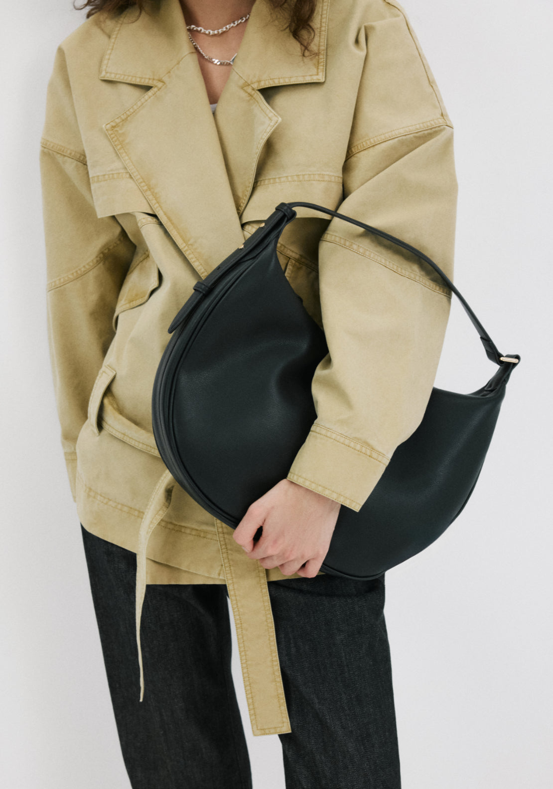 Mango Oval Adjustable Shoulder Bag - Black 5 Shaws Department Stores