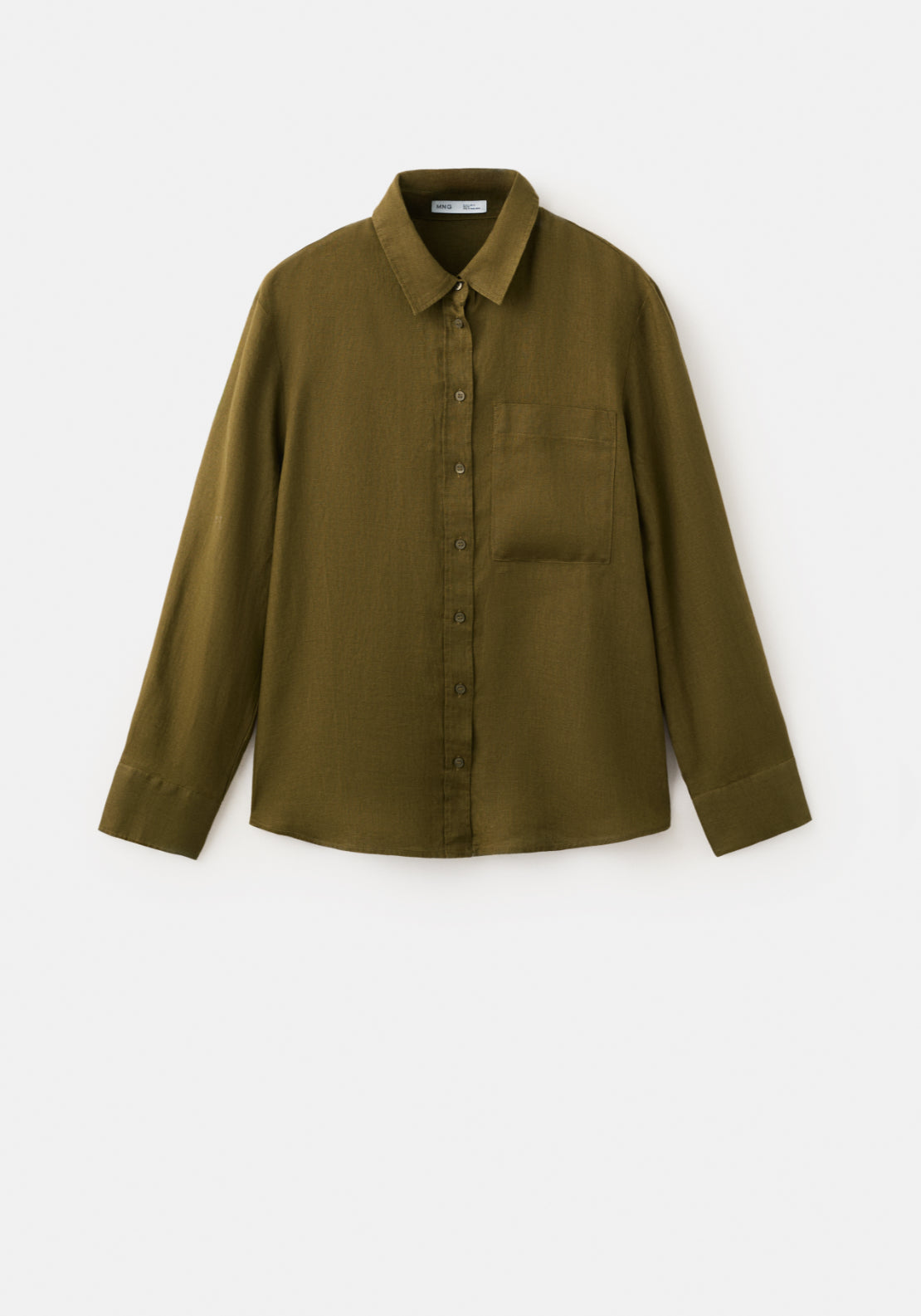 Pocket Linen Straight Shirt - Green