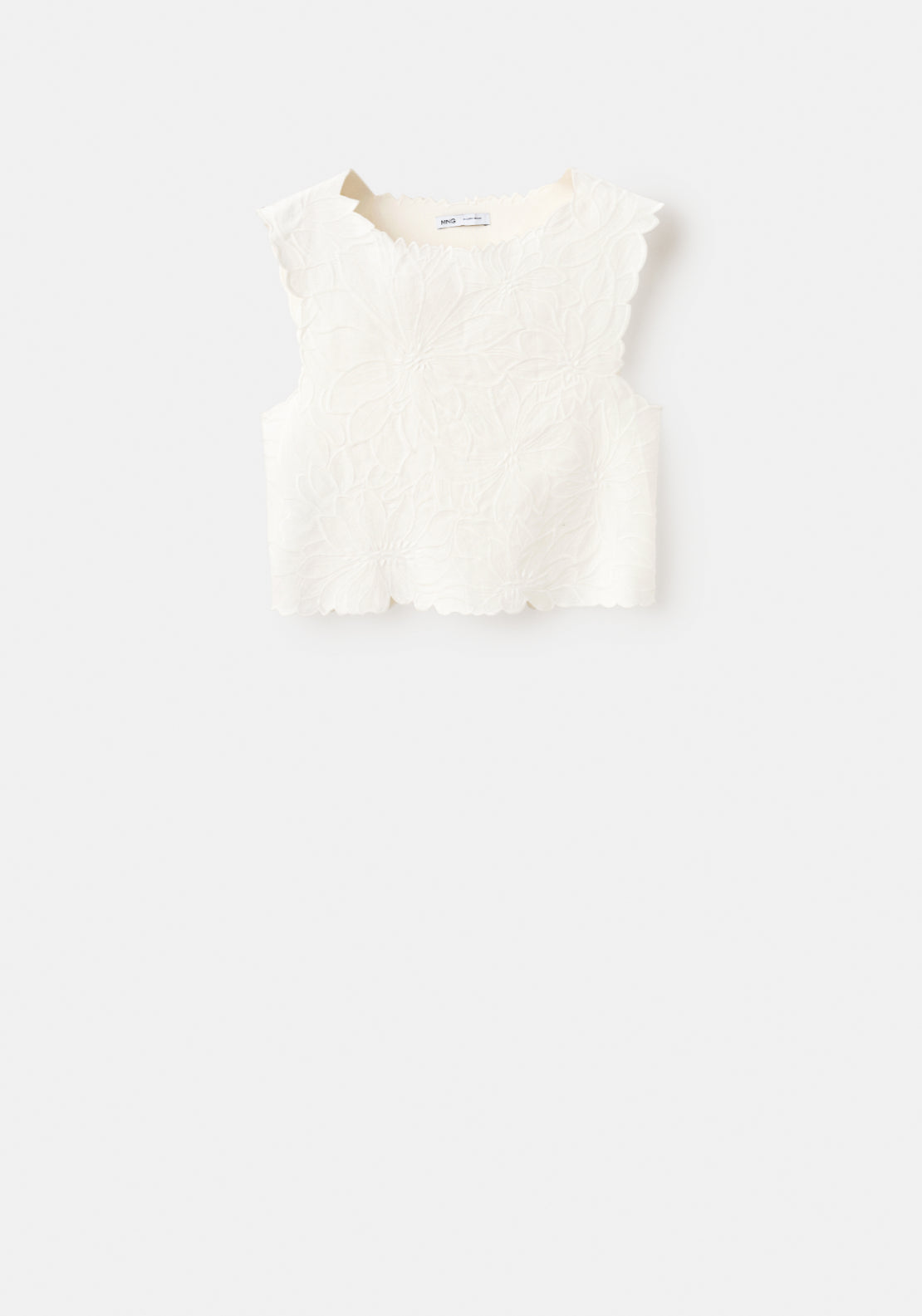 Embroidered Flower Top - White
