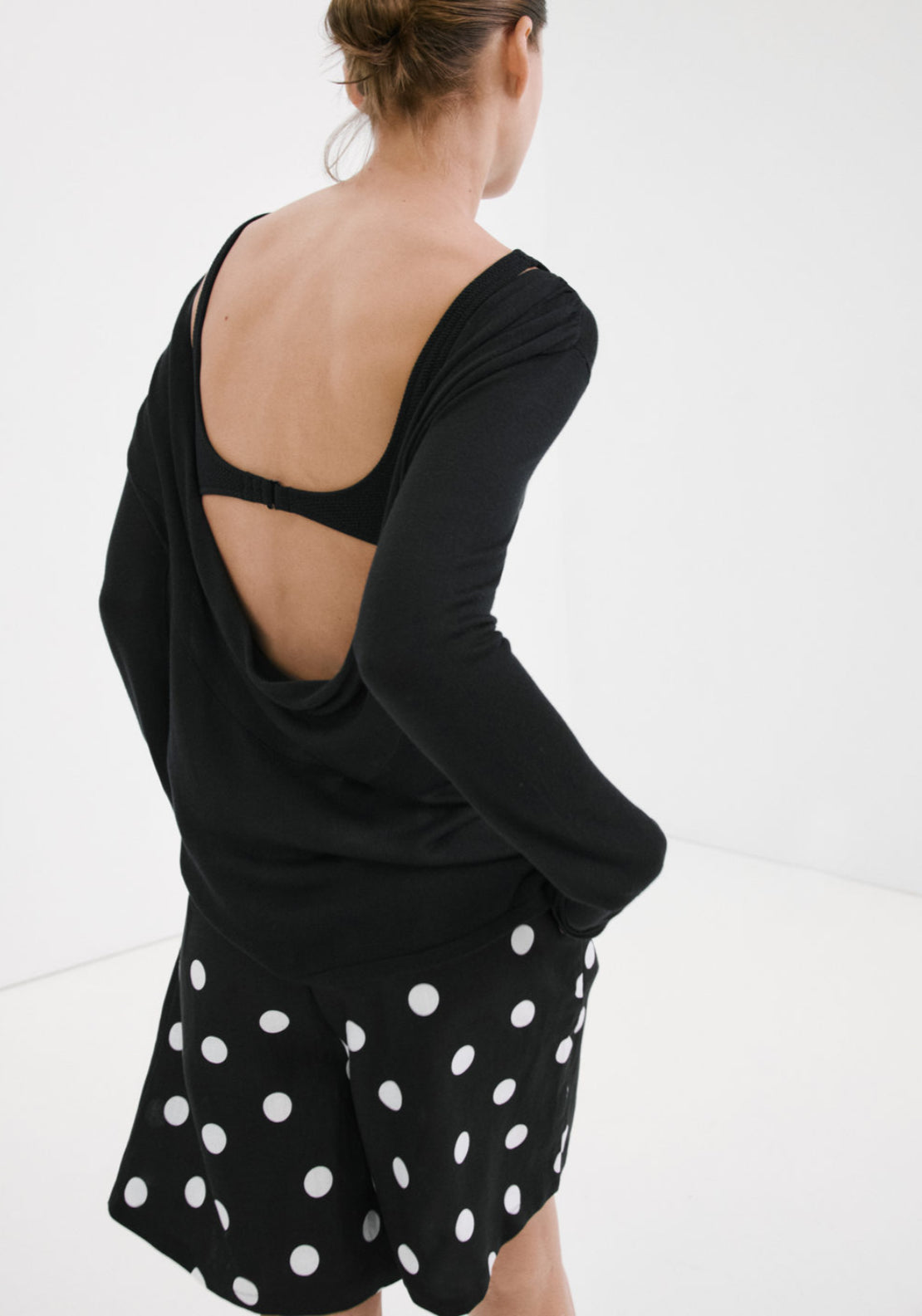 Lyocell Polka Dot Shorts - Black