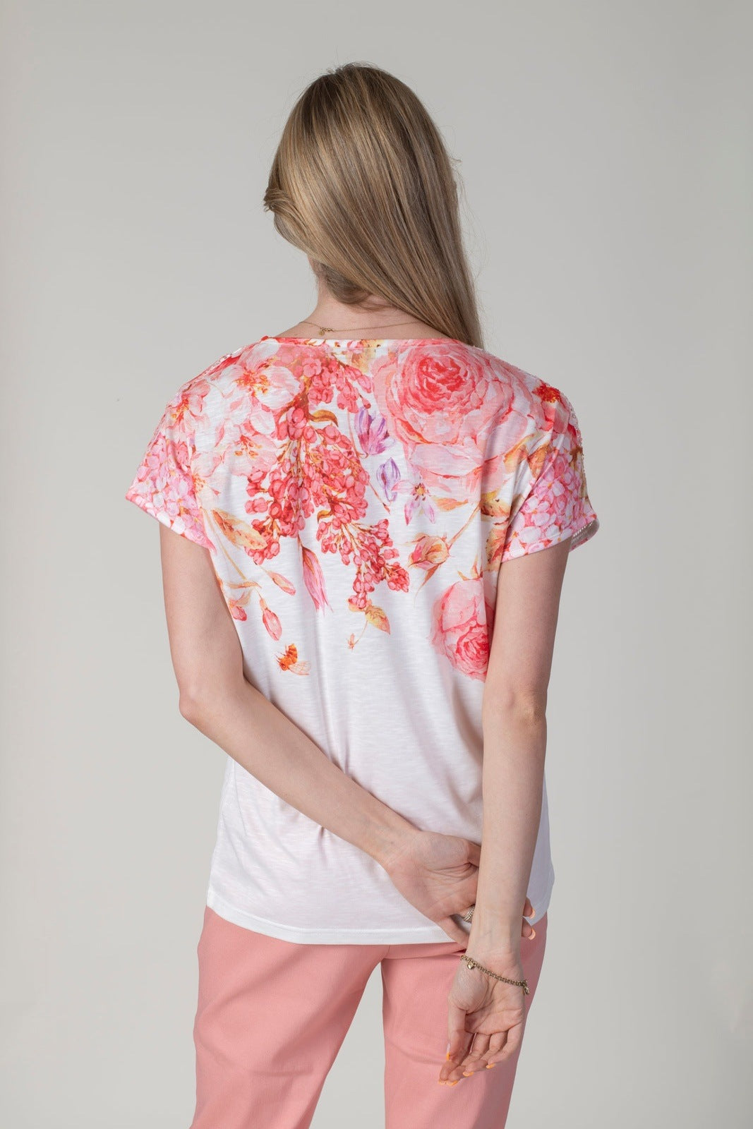 Tea Lane Shoulder Print Top - Pink 2 Shaws Department Stores