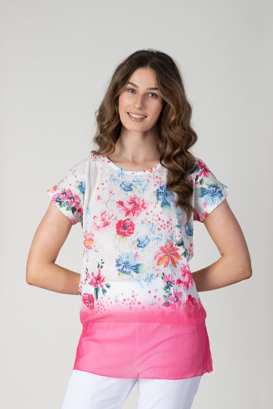 Tea Lane Floral Printed T-Shirt - Pink 2 Shaws Department Stores