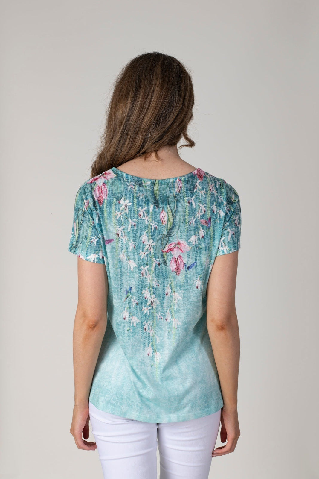 Tea Lane Lace Shoulder T-shirt - Blue 3 Shaws Department Stores