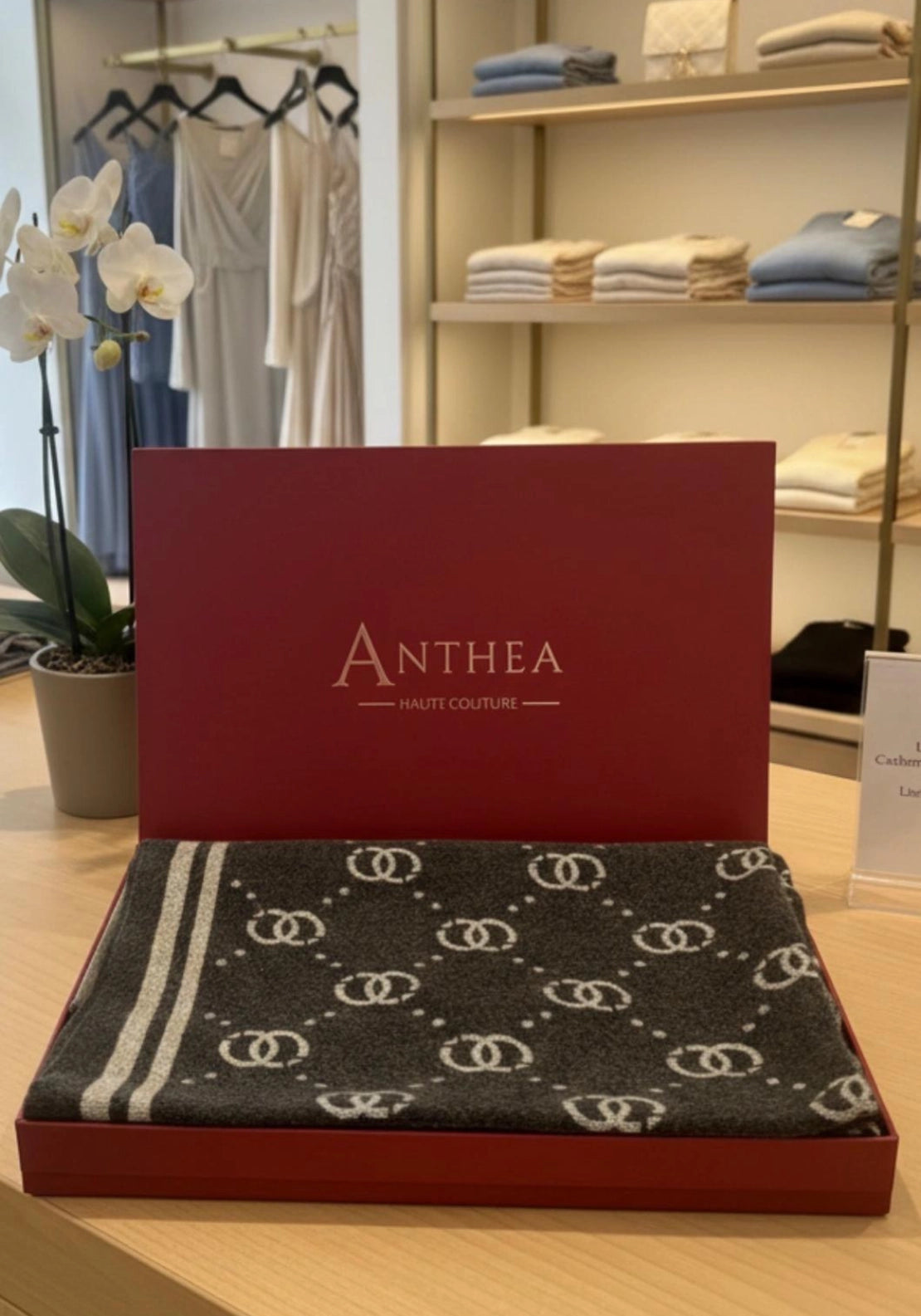Anthea Geometric Print Boxed Scarf - Black W White Print 2 Shaws Department Stores