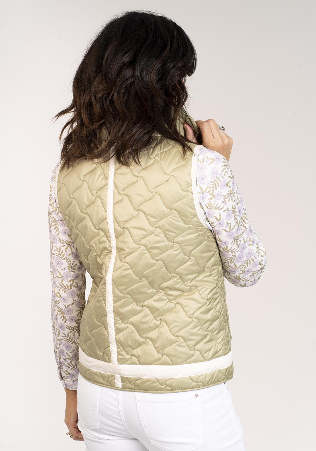 Tea Lane Plain Short Gilet - Green 5 Shaws Department Stores