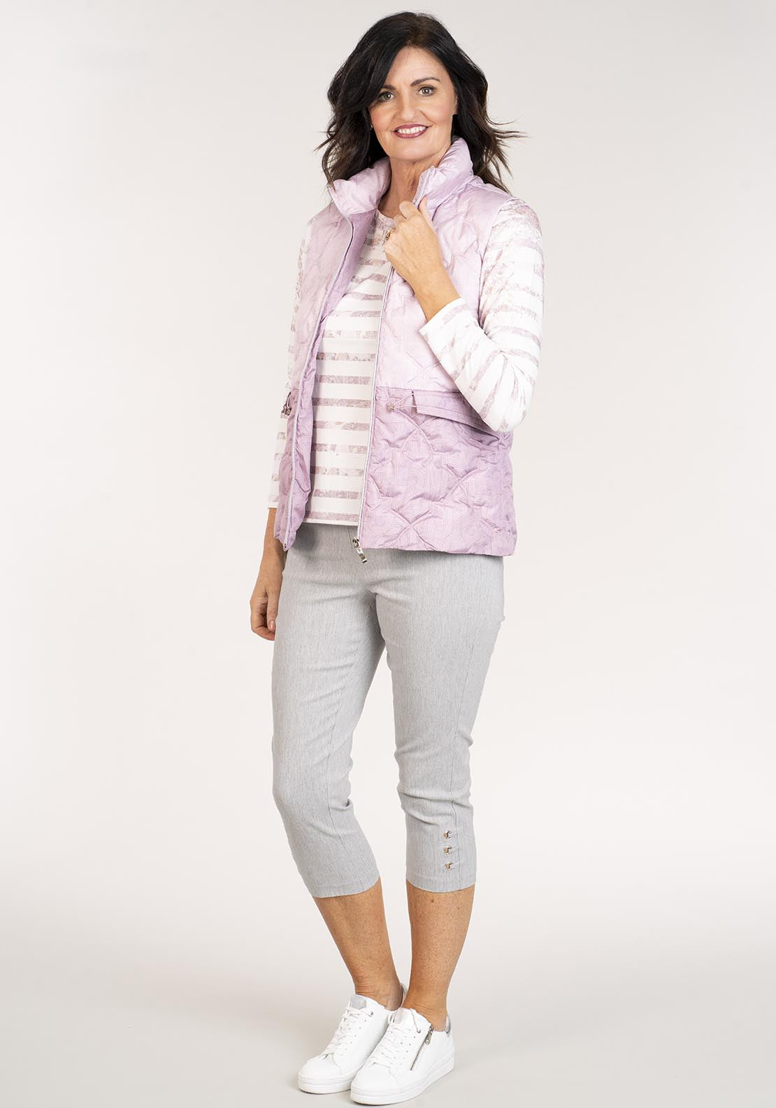Tea Lane Short Printed Gilet - Lilac 4 Shaws Department Stores