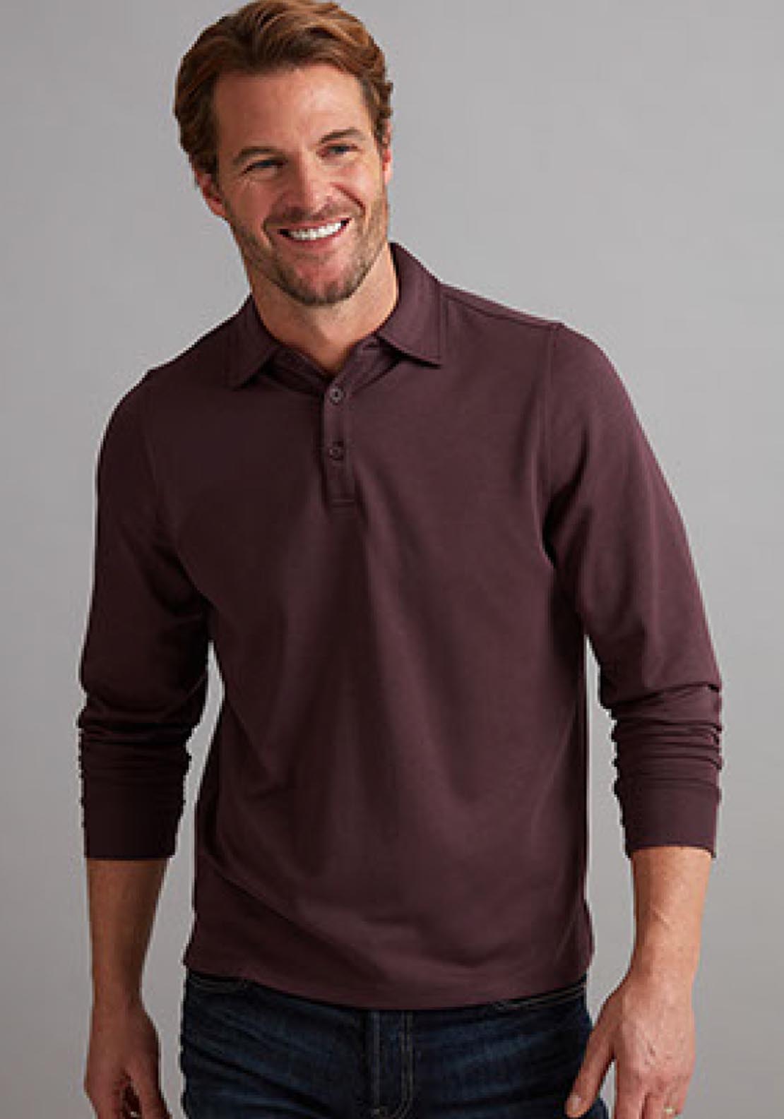 Vedoneire Long Sleeve 3 Button Shirt - Acai 1 Shaws Department Stores