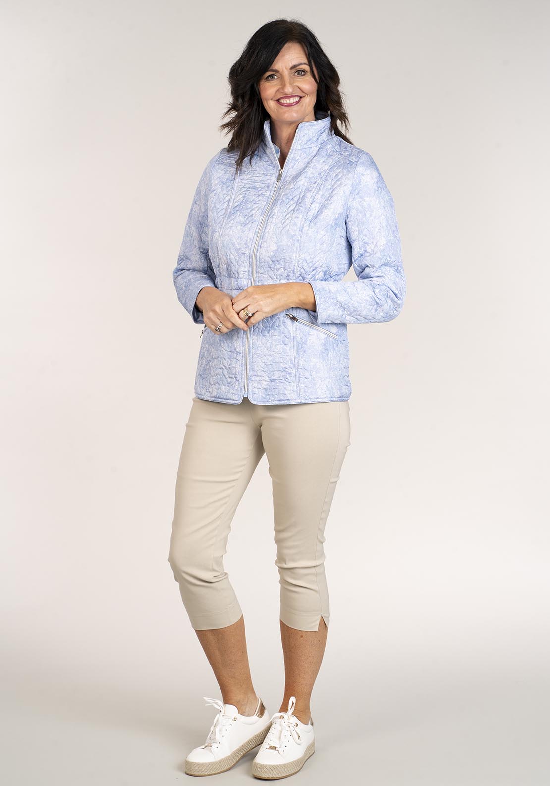 Tea Lane Floral Print Jacket - Blue 5 Shaws Department Stores