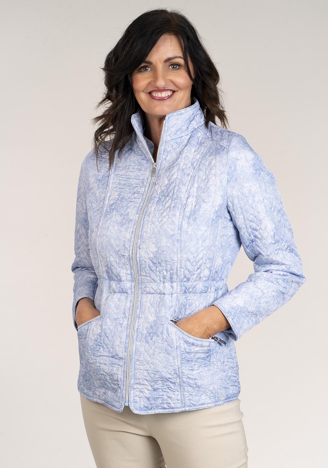 Tea Lane Floral Print Jacket - Blue 1 Shaws Department Stores