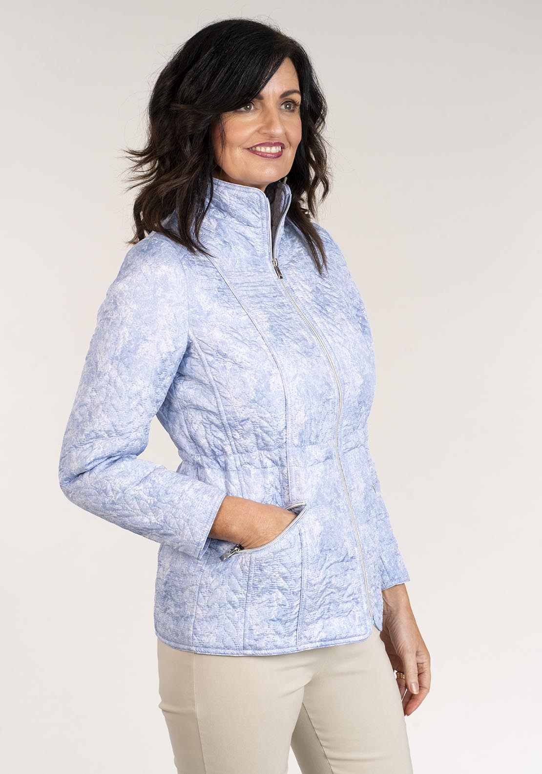 Tea Lane Floral Print Jacket - Blue 2 Shaws Department Stores