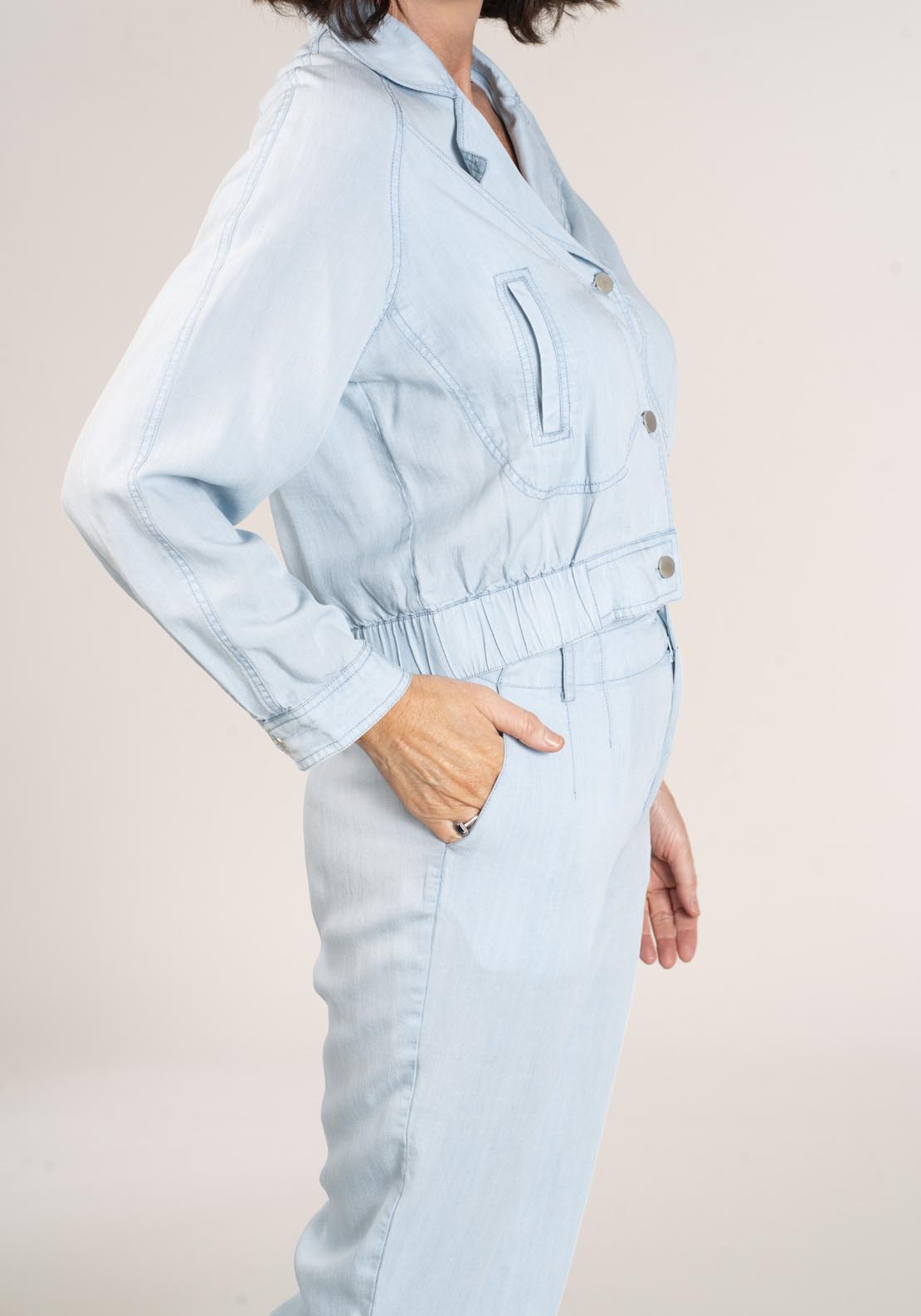 Naoise Lyocell Slub Jacket - Blue 6 Shaws Department Stores