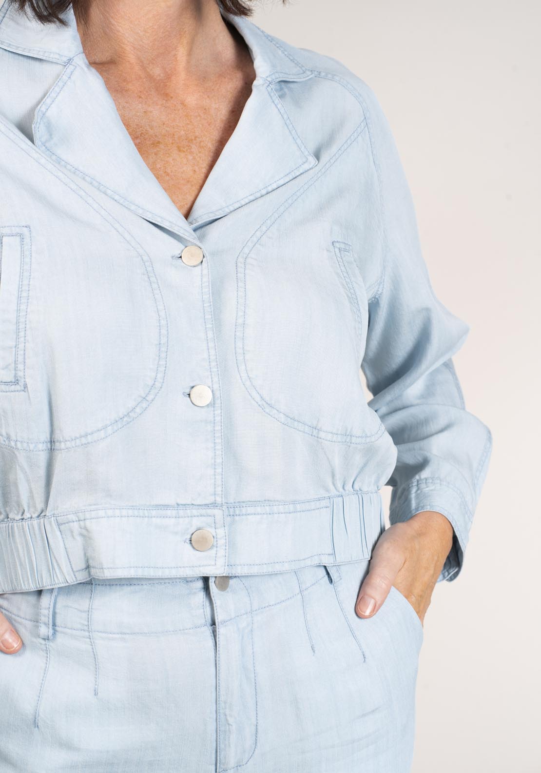 Naoise Lyocell Slub Jacket - Blue 5 Shaws Department Stores