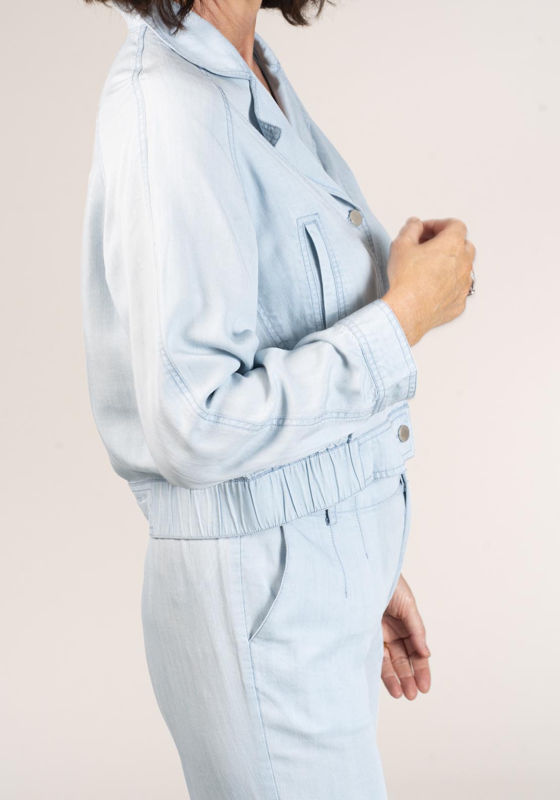 Naoise Lyocell Slub Jacket - Blue 4 Shaws Department Stores