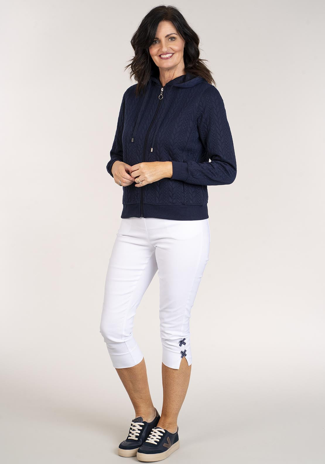 Tea Lane Hooded Jacket Pockets - Navy 2 Shaws Department Stores
