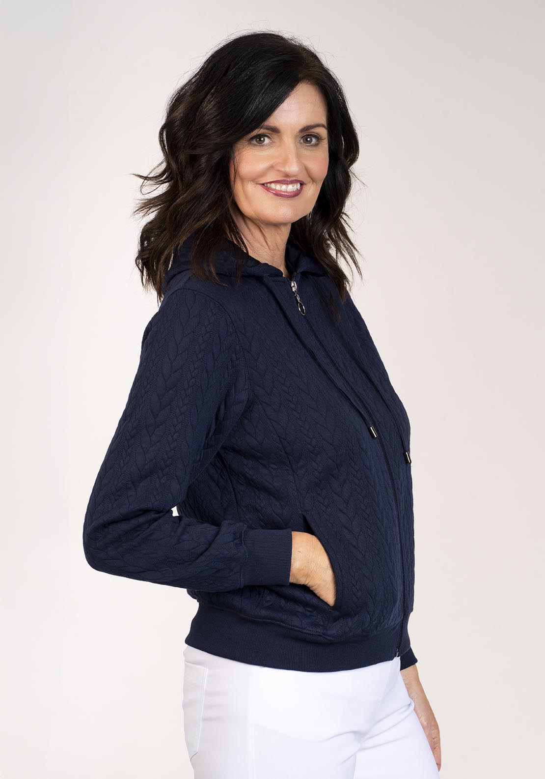 Tea Lane Hooded Jacket Pockets - Navy 5 Shaws Department Stores