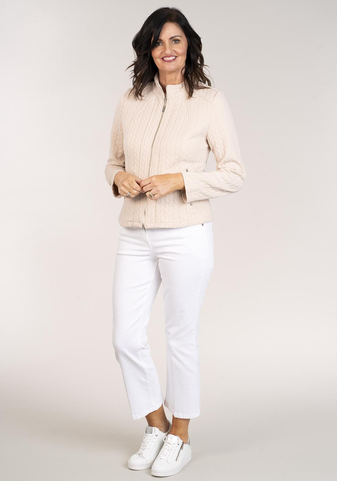 Tea Lane Zipped Jacquard Jacket - Grey 5 Shaws Department Stores