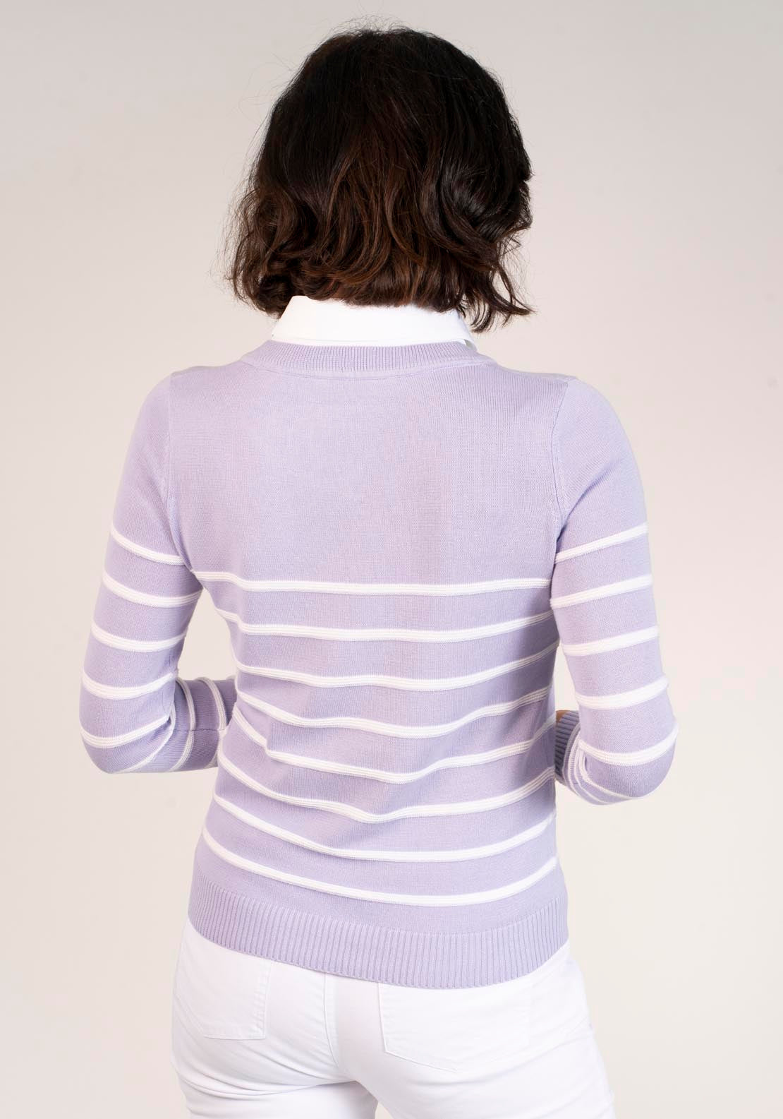Tea Lane Knitted Jumper With Collar - Lilac 2 Shaws Department Stores