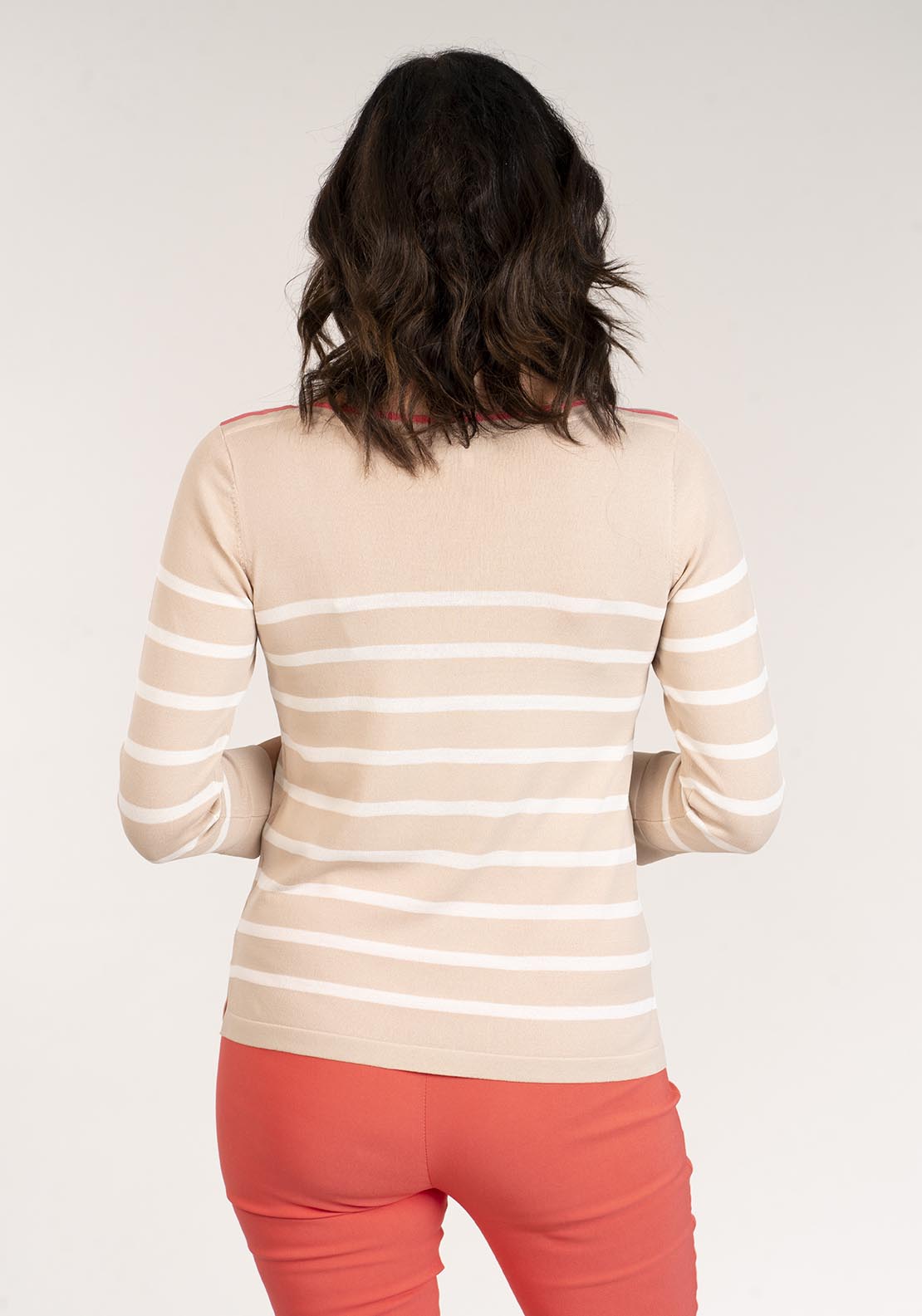 Tea Lane Long Sleeve Boat Neck Striped Knit Top - Grey 5 Shaws Department Stores