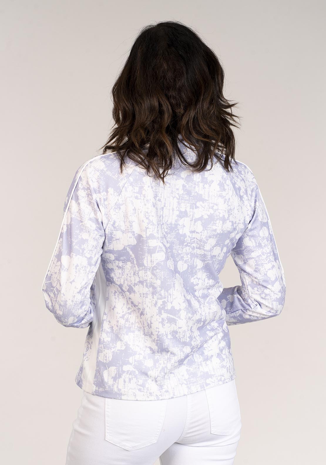 Tea Lane Long Sleeve Printed Top Zipper - Lilac 7 Shaws Department Stores