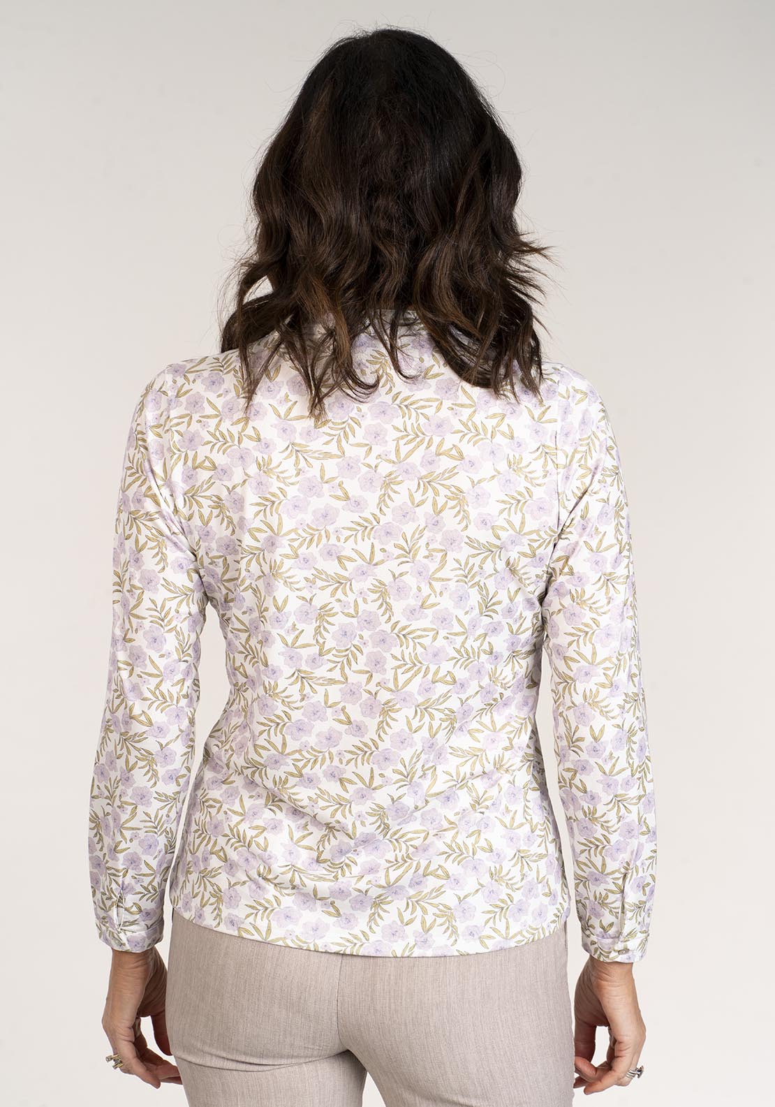 Tea Lane Long Sleeve V Neck Printed Top - Lilac 4 Shaws Department Stores