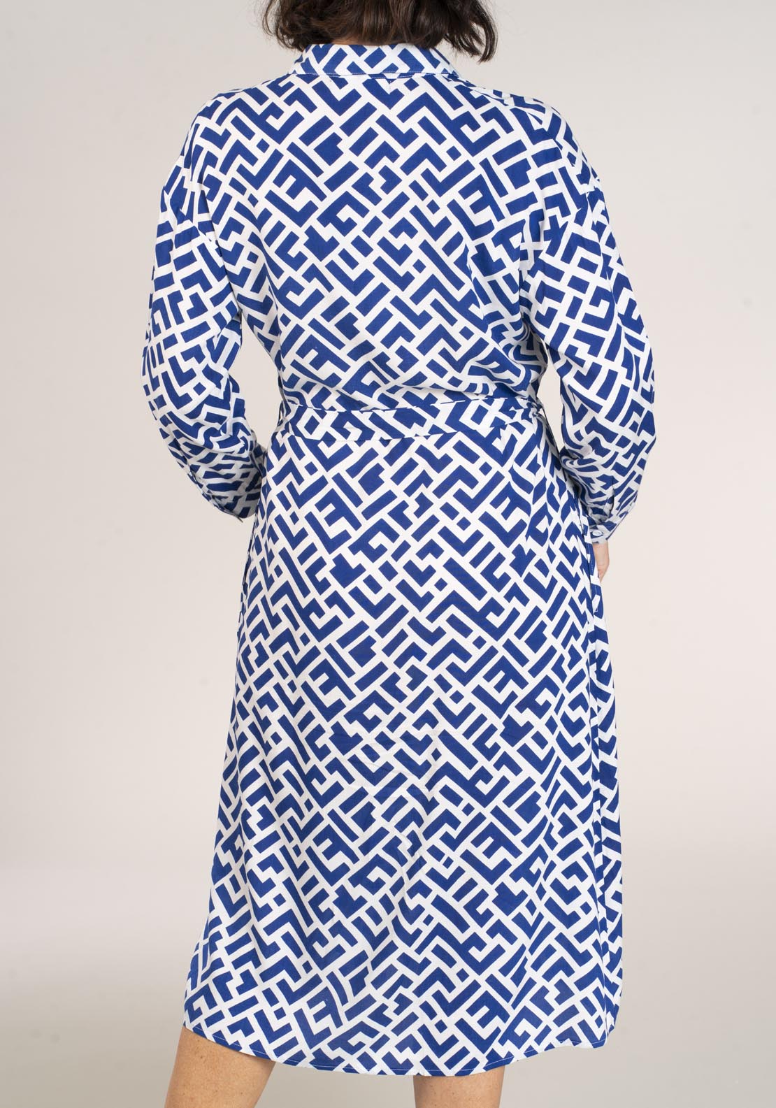 Naoise Long Sleeve Printed Dress Side Pocket - Navy 2 Shaws Department Stores