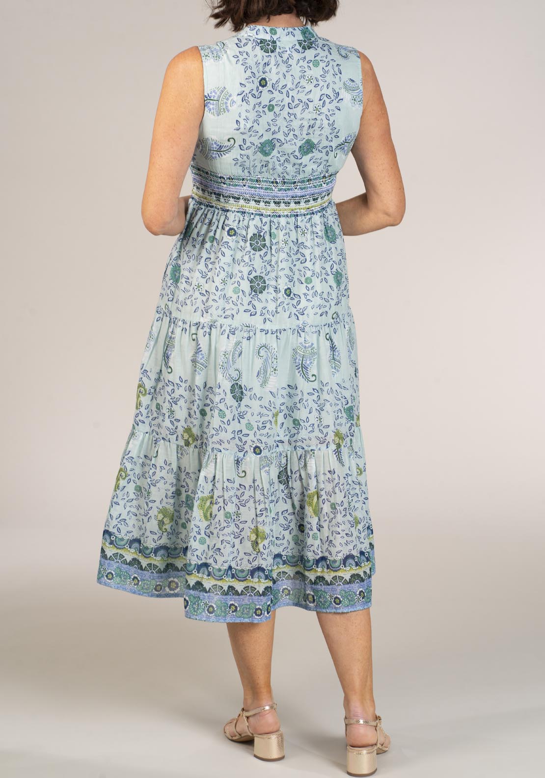 Naoise Smocked Waist Printed Dress - Blue 2 Shaws Department Stores